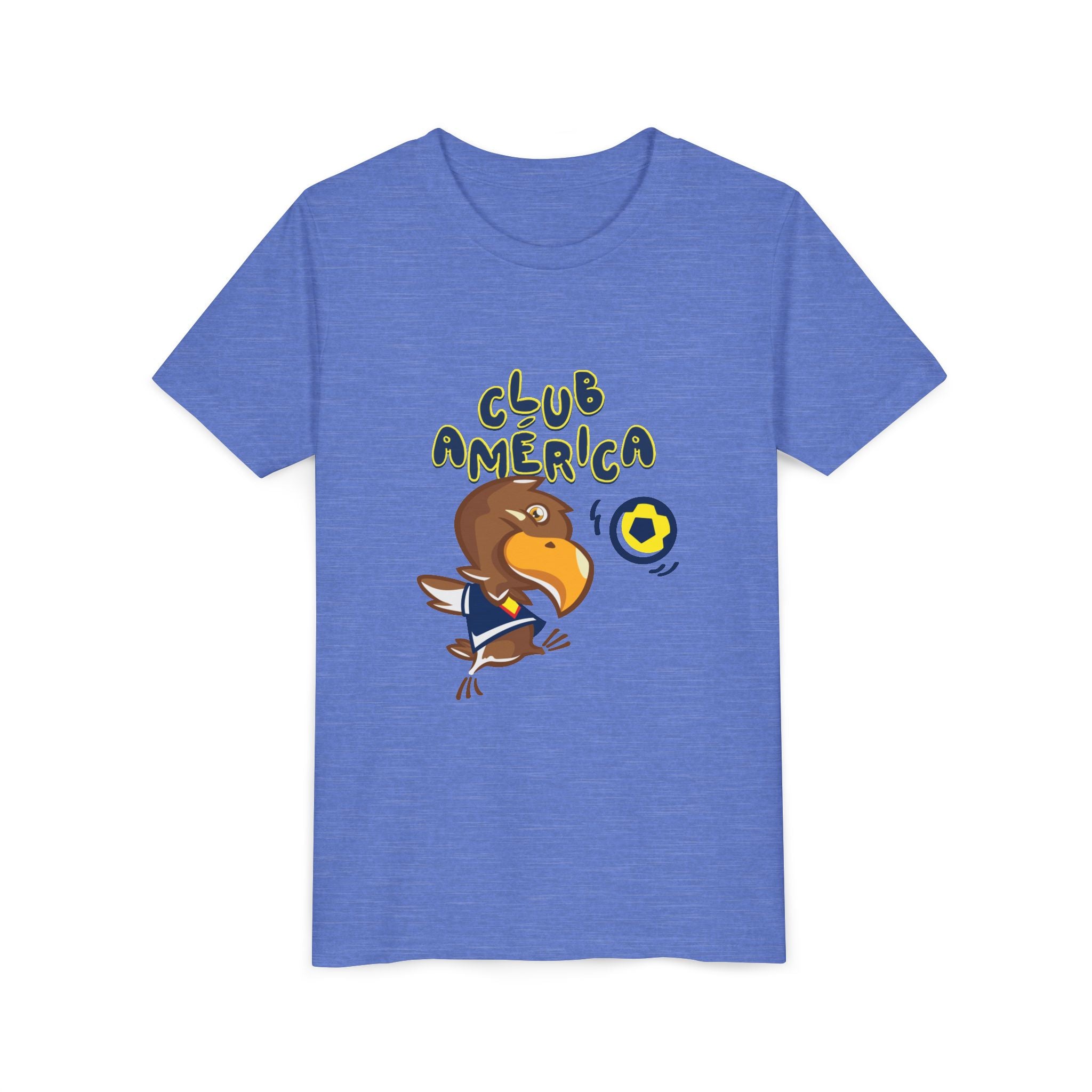 Club América Youth Kids Tee - Collection, Eagle Mascot, Yellow & Blue Colors