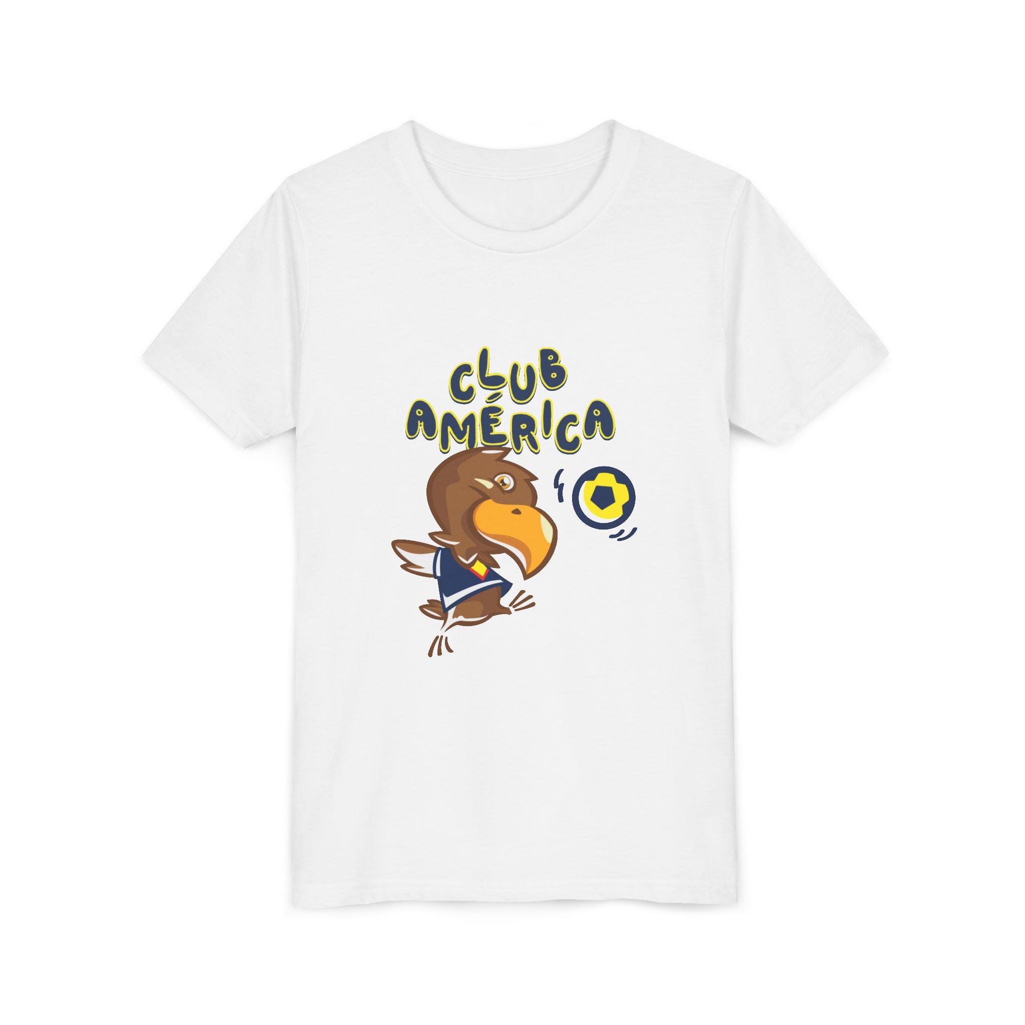 Club América Youth Kids Tee - Collection, Eagle Mascot, Yellow & Blue Colors
