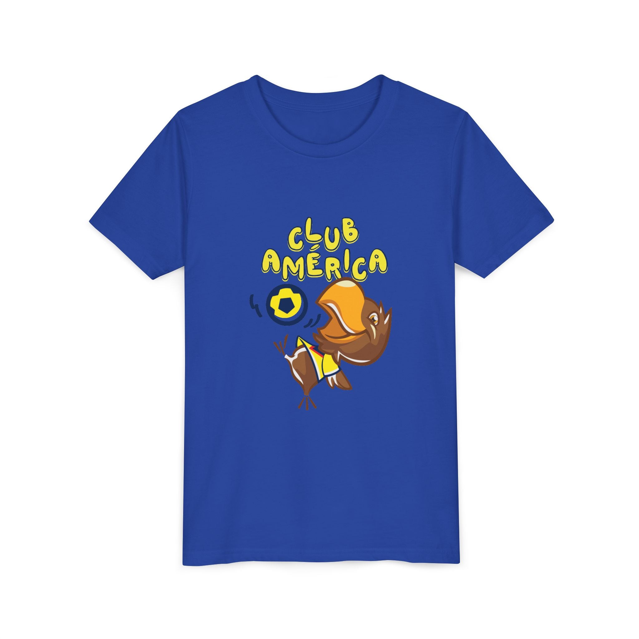 Club América Youth Kids Tee - Collection, Eagle Mascot, Yellow & Blue Colors