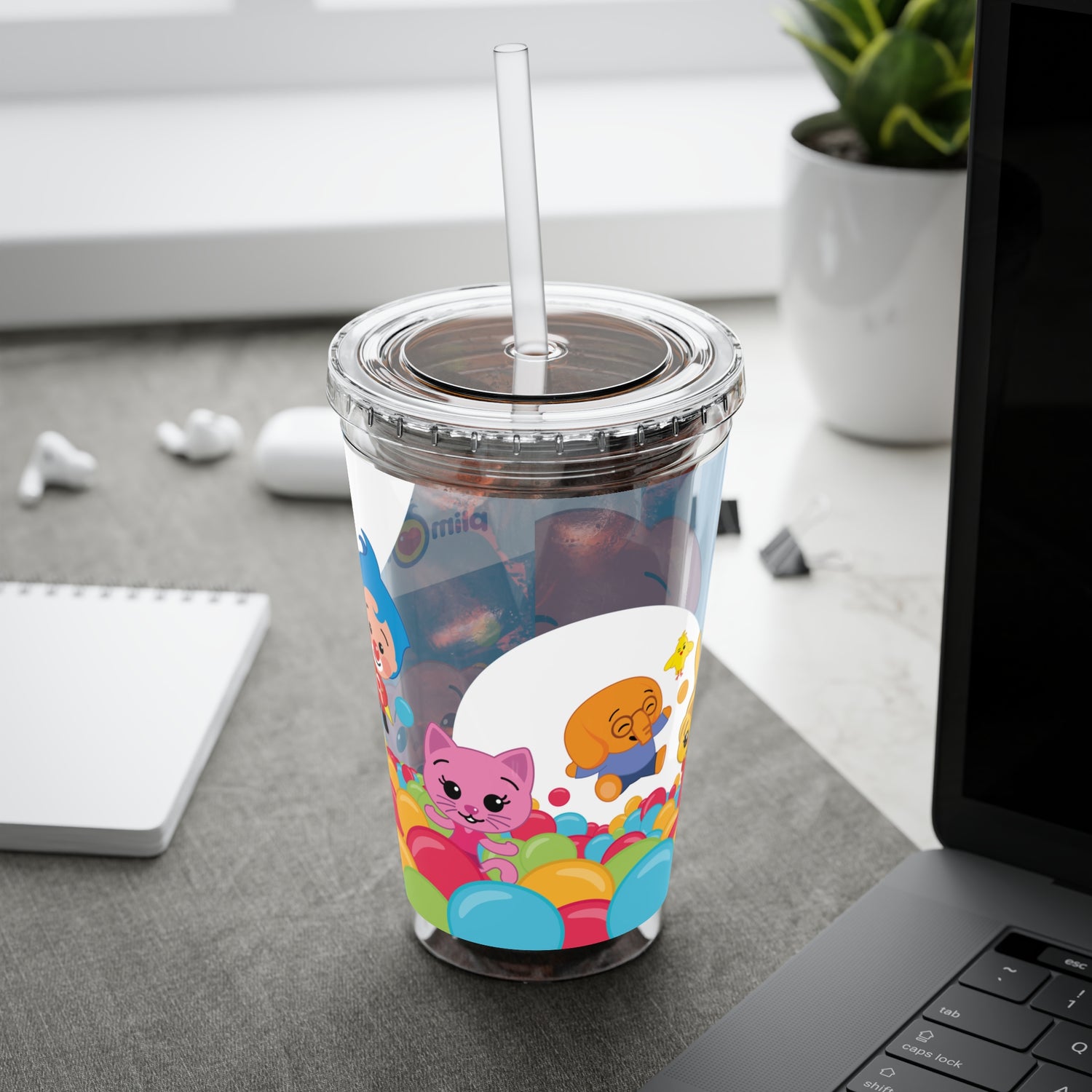 Plim Plim Sunsplash Tumbler with Straw, 16oz