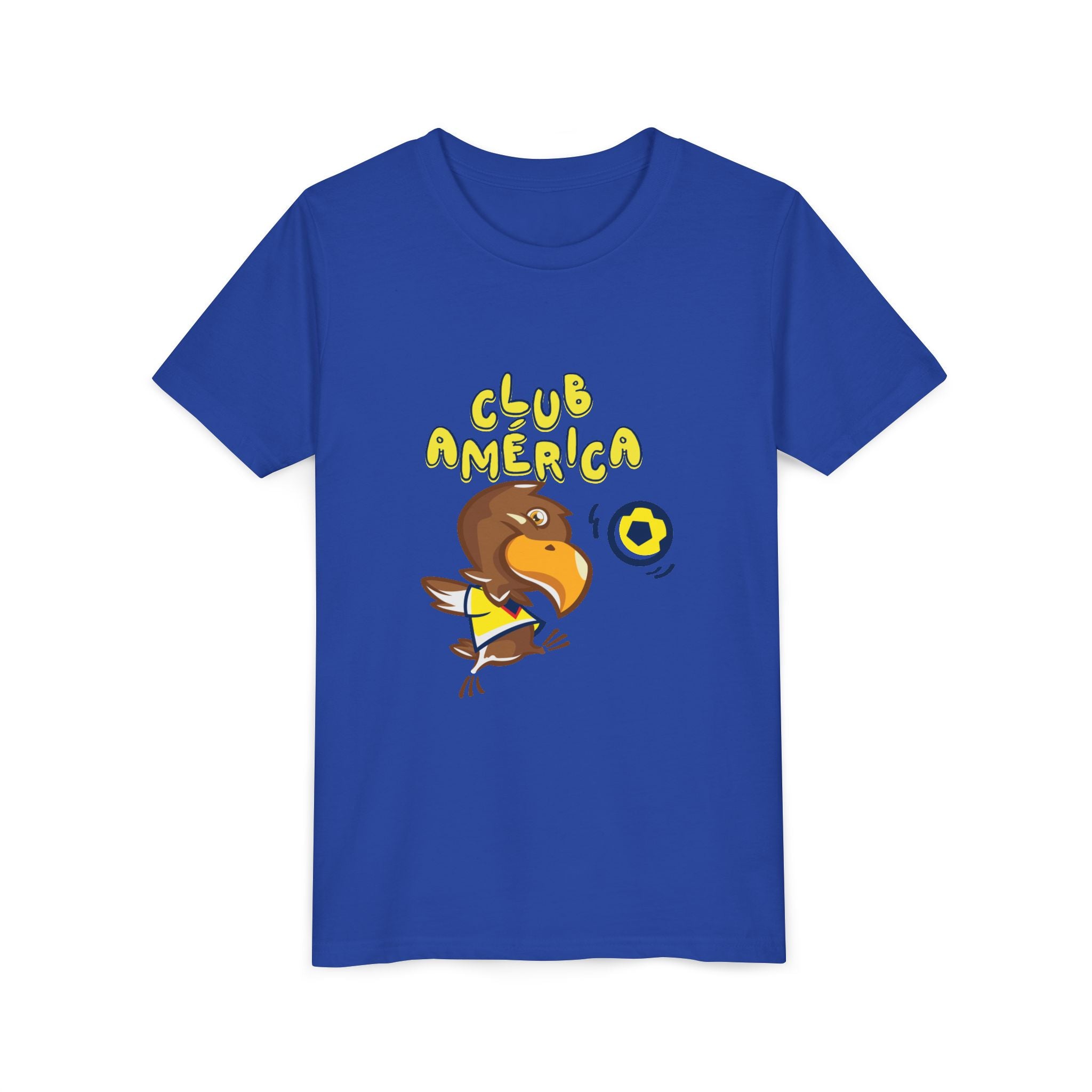 Club América Youth Kids Tee - Collection, Eagle Mascot, Yellow & Blue Colors