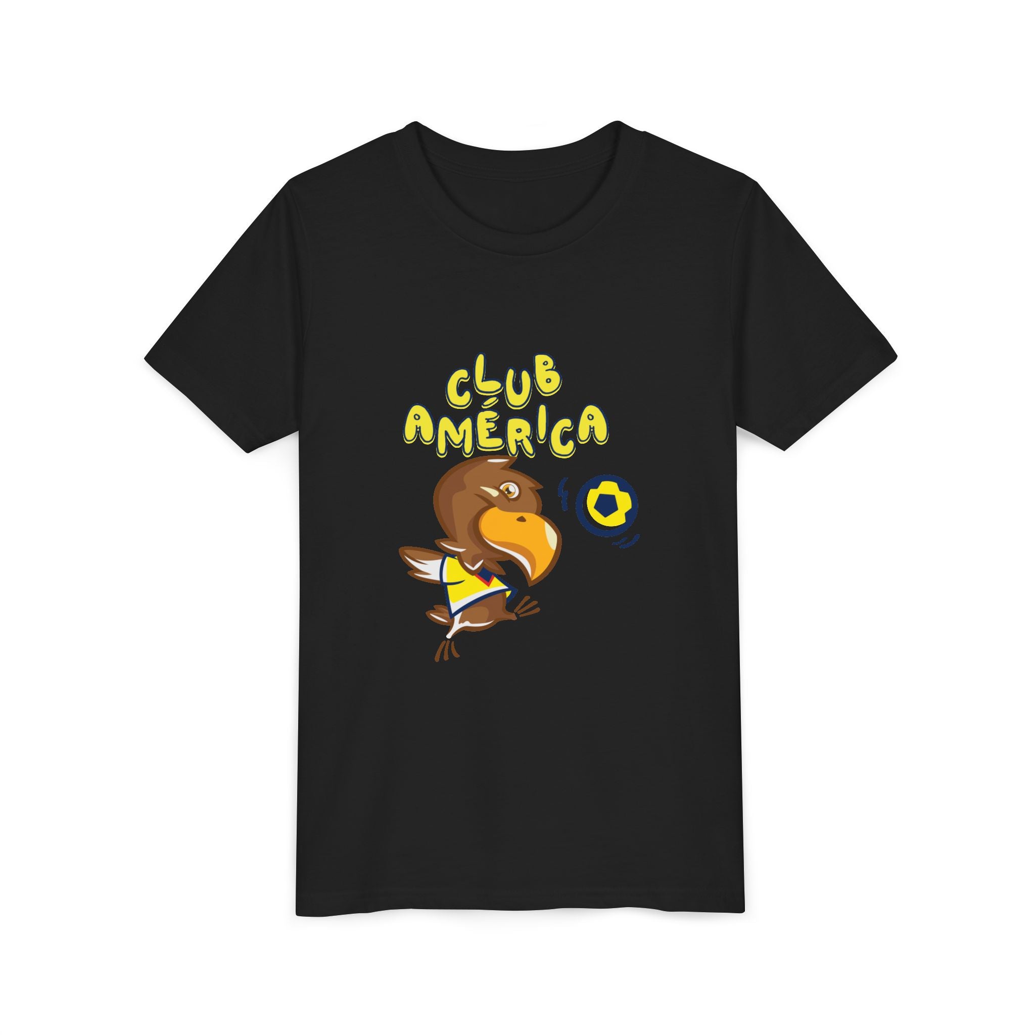Club América Youth Kids Tee - Collection, Eagle Mascot, Yellow & Blue Colors