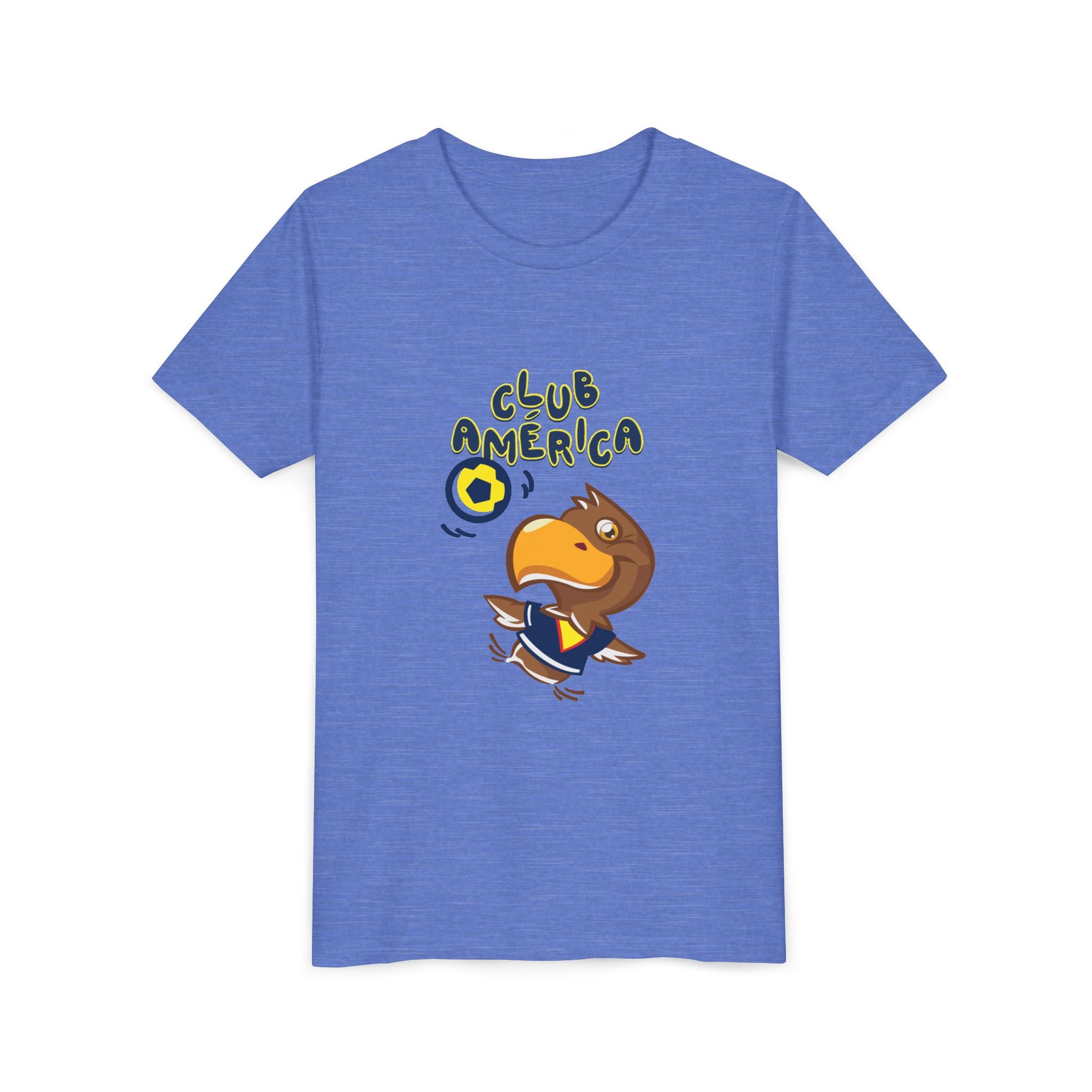 Club América Youth Kids Tee - Collection, Eagle Mascot, Yellow & Blue Colors