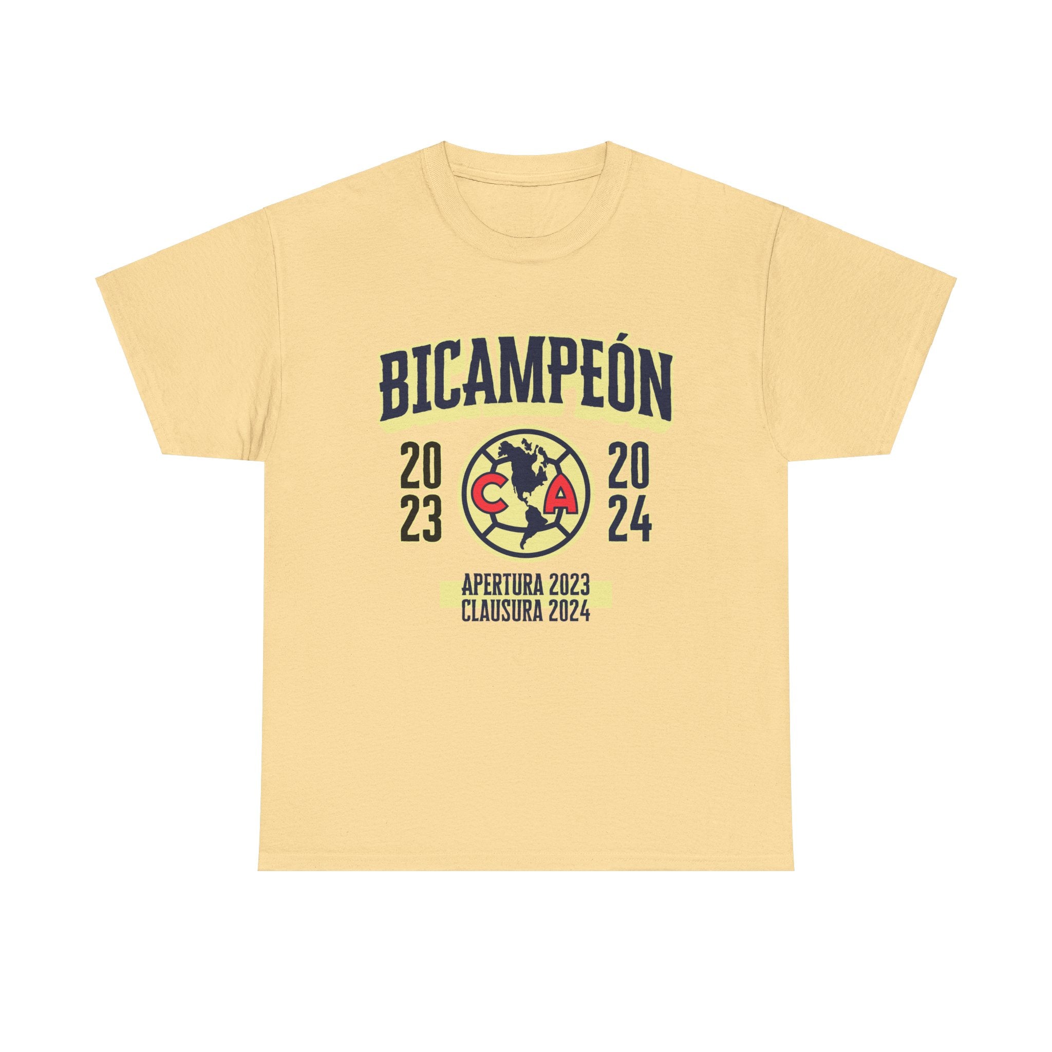 Club America Unisex Tee - Bicampeon (Blanco y Amarillo)