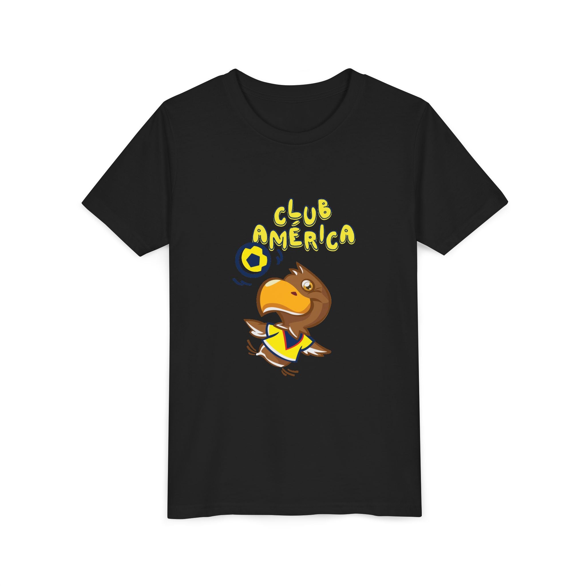 Club América Youth Kids Tee - Collection, Eagle Mascot, Yellow & Blue Colors