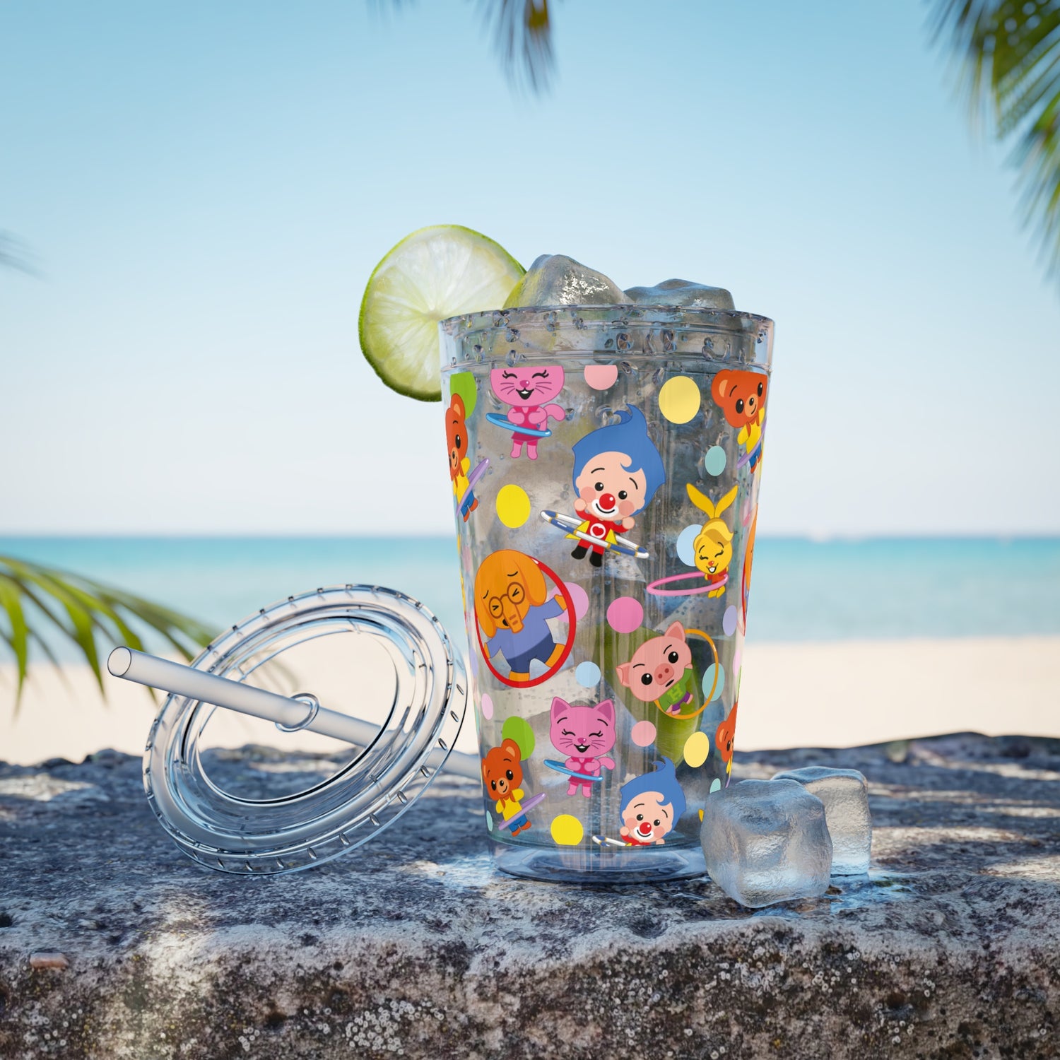 Plim Plim Sunsplash Tumbler with Straw, 16oz