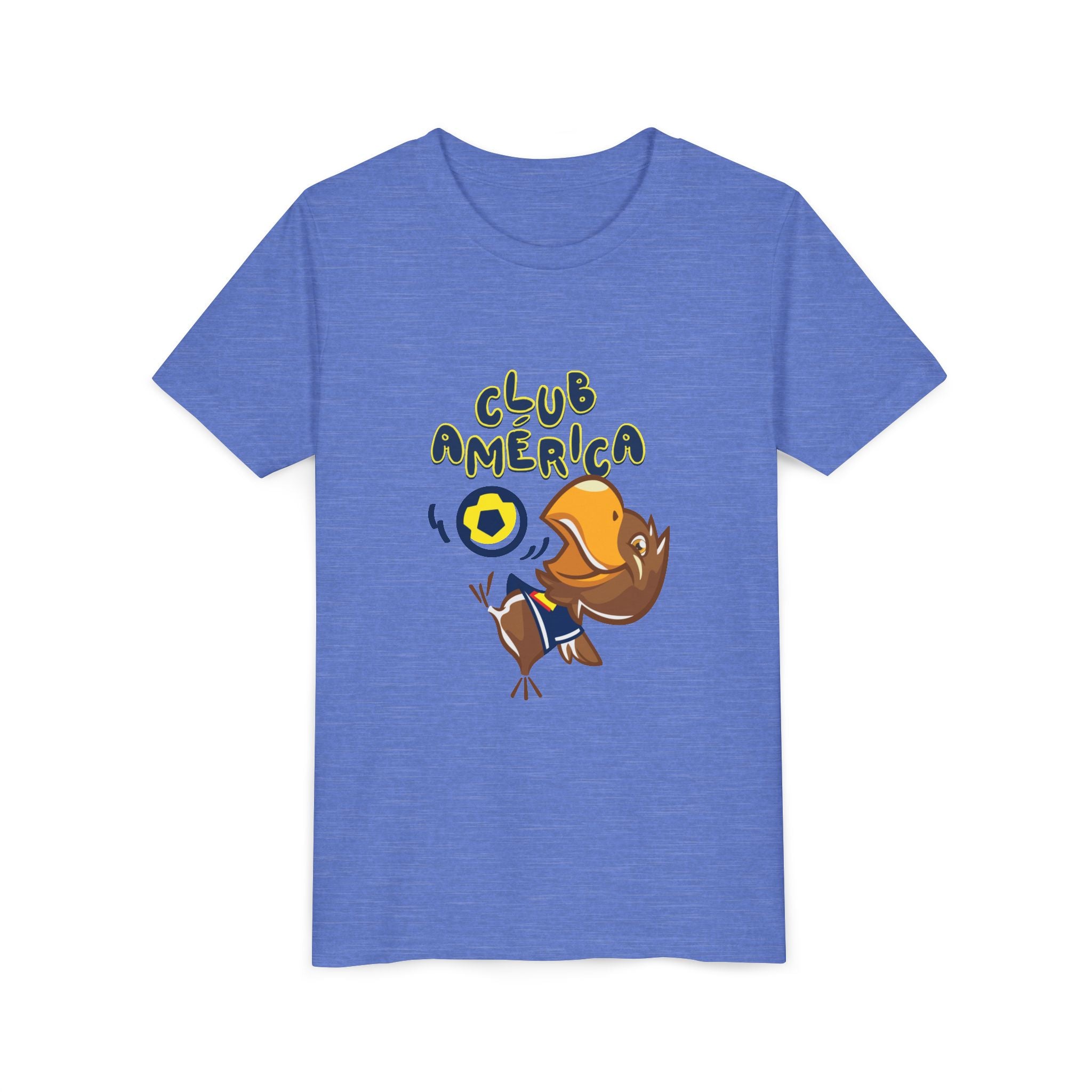 Club América Youth Kids Tee - Collection, Eagle Mascot, Yellow & Blue Colors