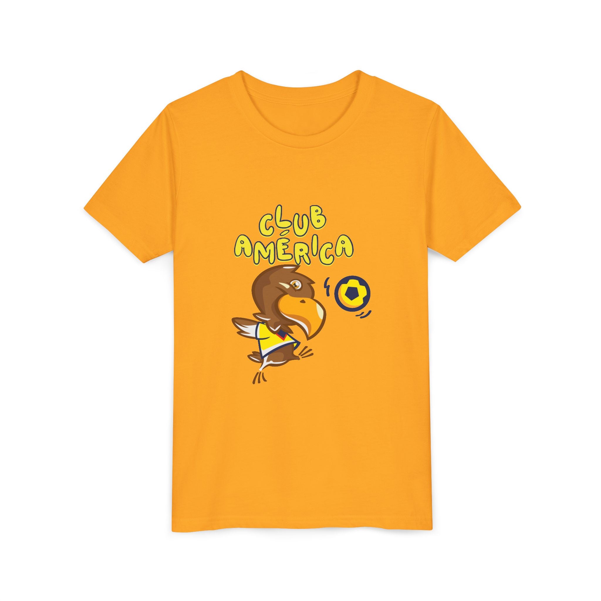 Club América Youth Kids Tee - Collection, Eagle Mascot, Yellow & Blue Colors