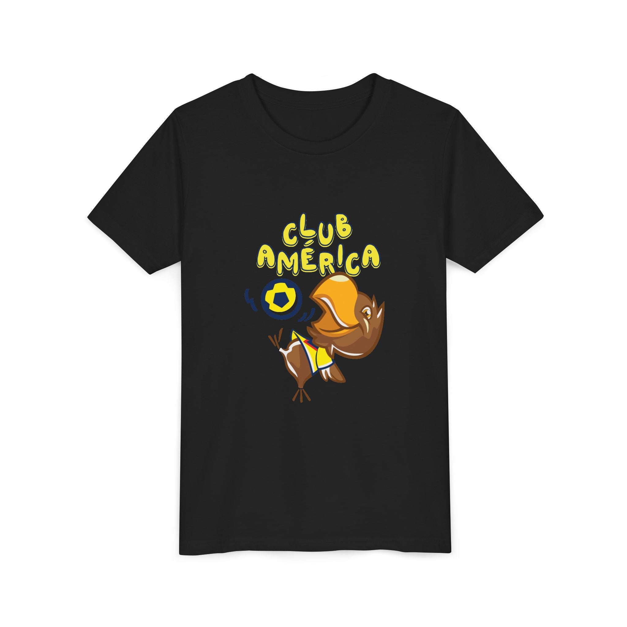 Club América Youth Kids Tee - Collection, Eagle Mascot, Yellow & Blue Colors