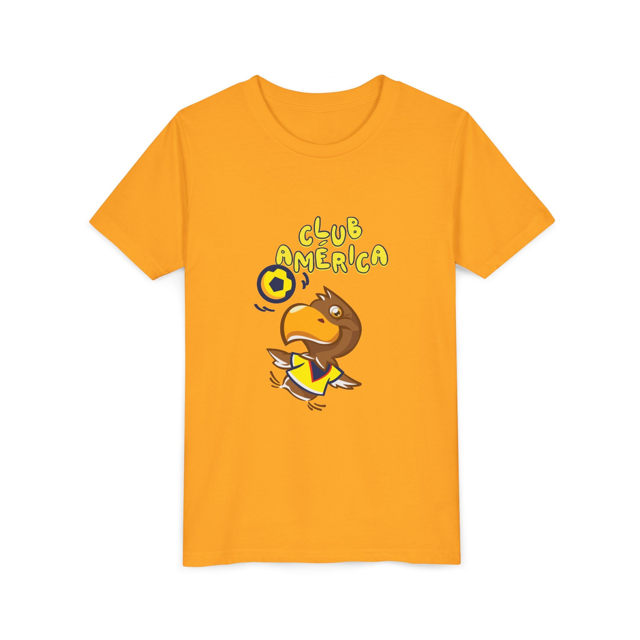 Club América Youth Kids Tee - Collection, Eagle Mascot, Yellow & Blue Colors
