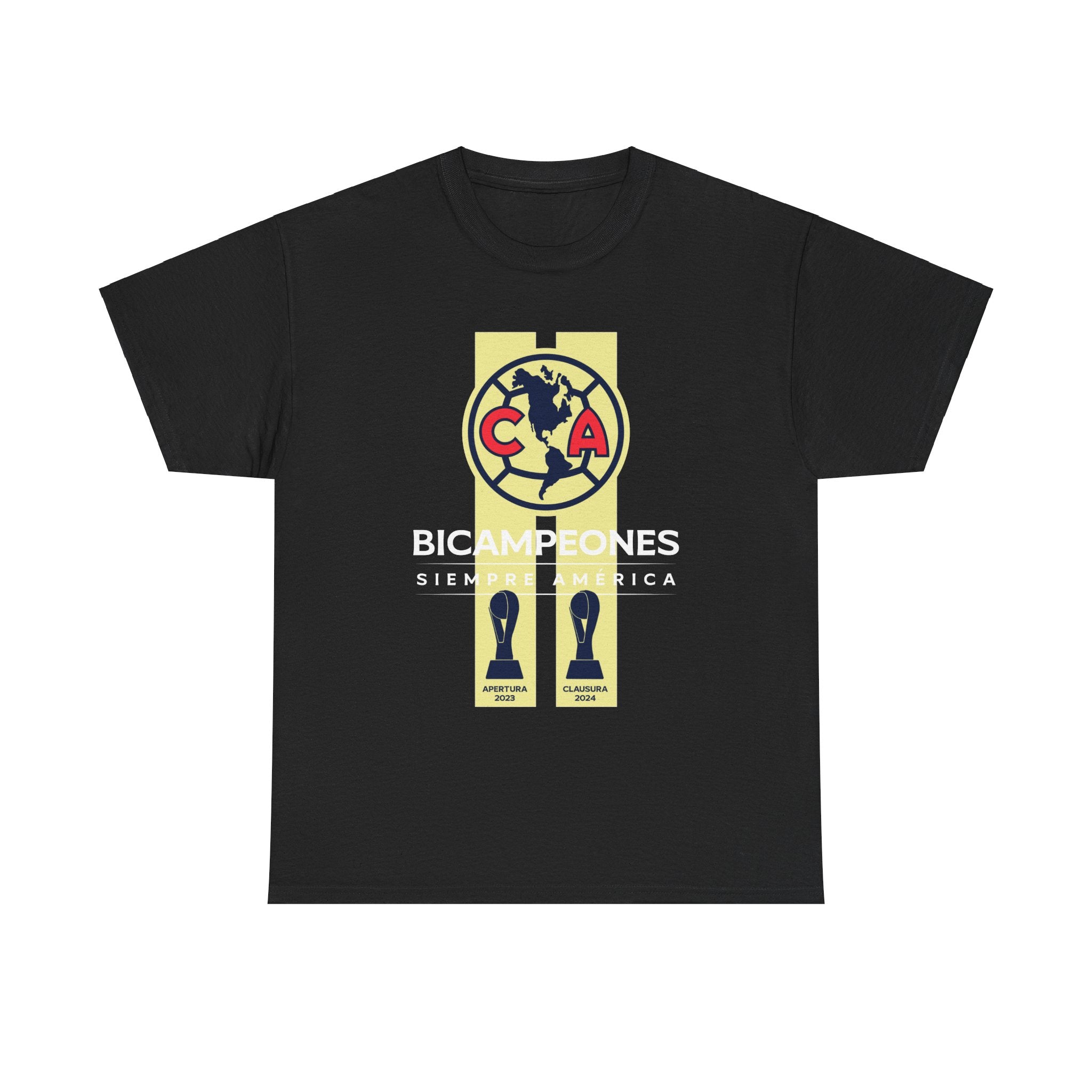 Club America Unisex Tee - Bicampeon siempre America Negro y Azul