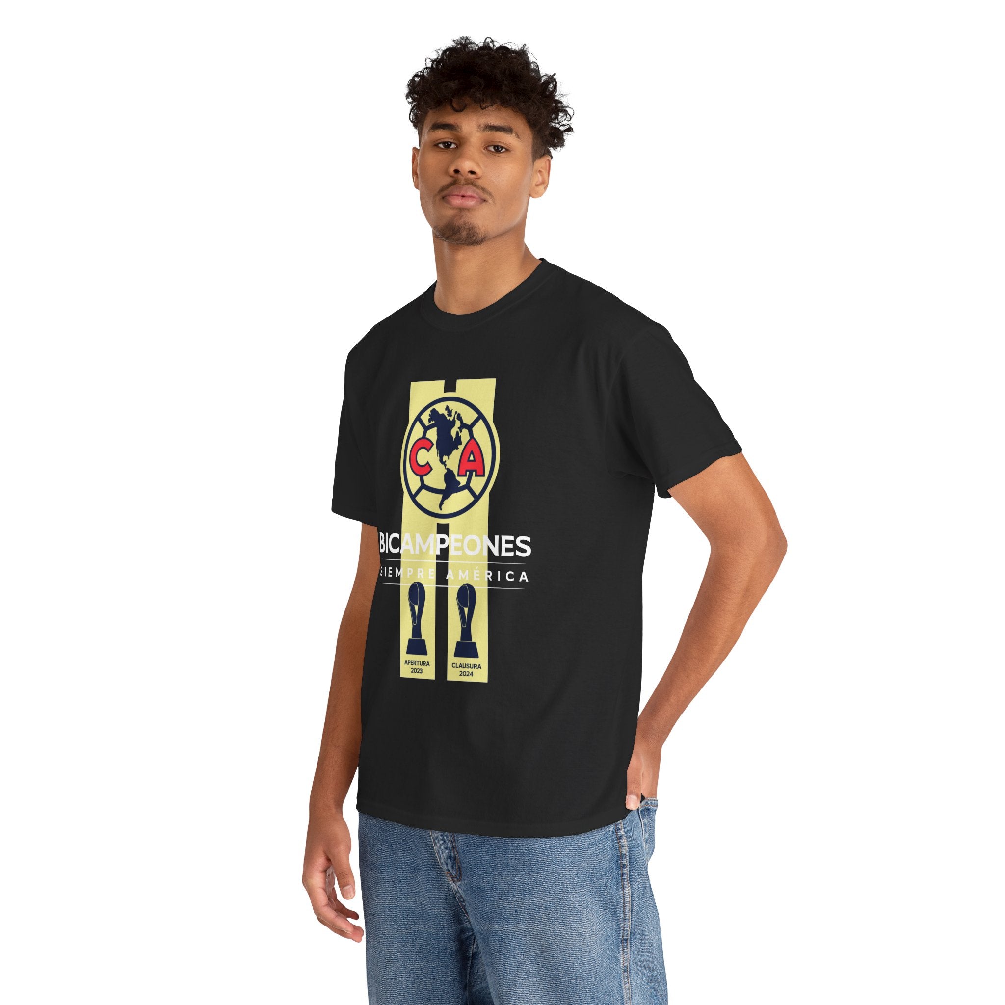 Club America Unisex Tee - Bicampeon siempre America Negro y Azul