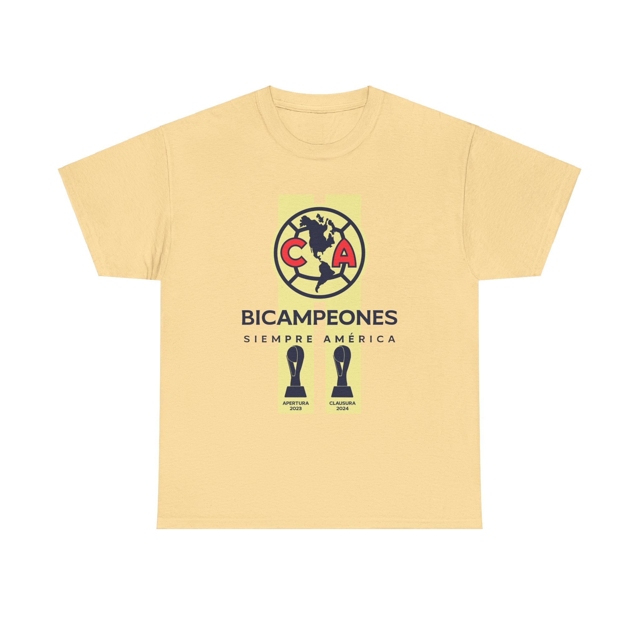 Club America Unisex Tee - Bicampeon Siempre America (Blanco y Amarillo)