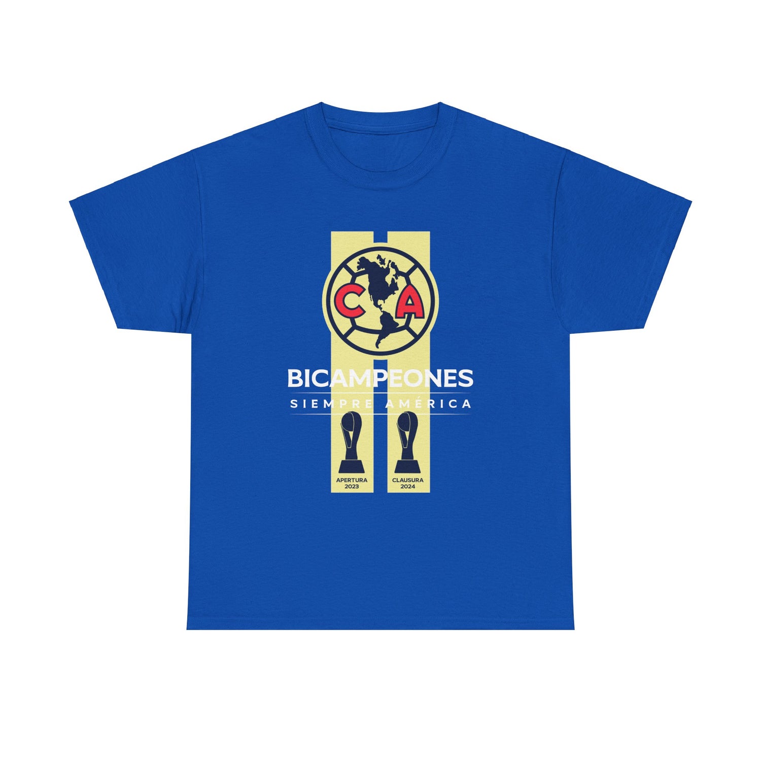 Club America Unisex Tee - Bicampeon siempre America Negro y Azul