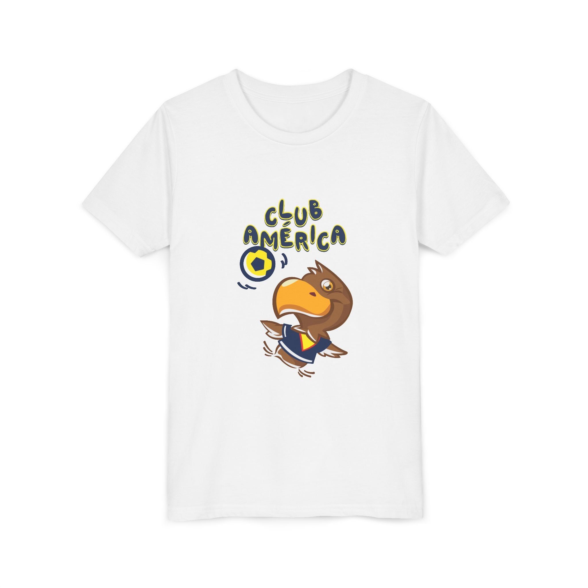 Club América Youth Kids Tee - Collection, Eagle Mascot, Yellow & Blue Colors