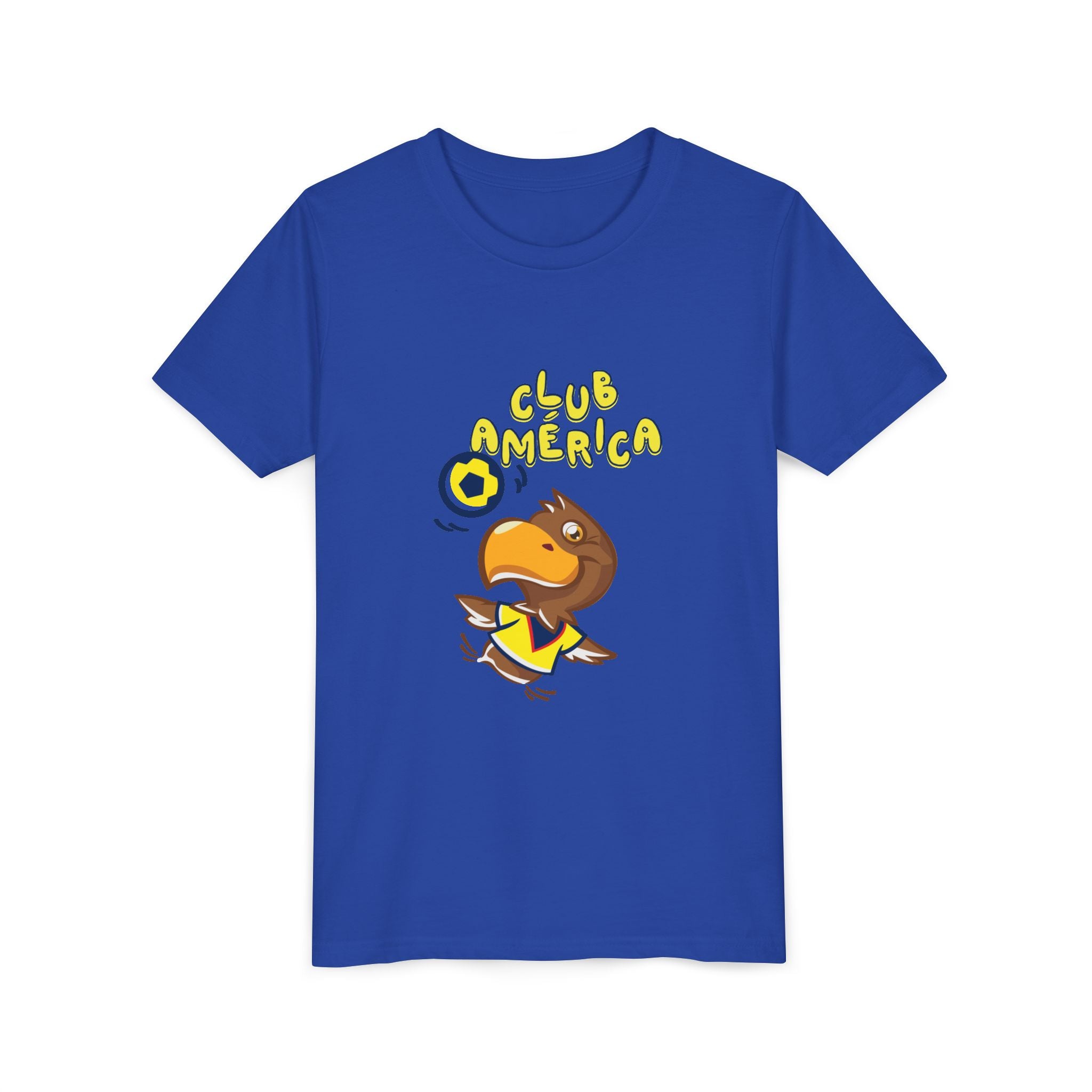 Club América Youth Kids Tee - Collection, Eagle Mascot, Yellow & Blue Colors