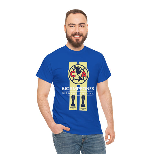 Club America Unisex Tee - Bicampeon siempre America Negro y Azul