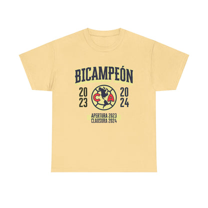 Club America Unisex Tee - Bicampeon (Blanco y Amarillo)