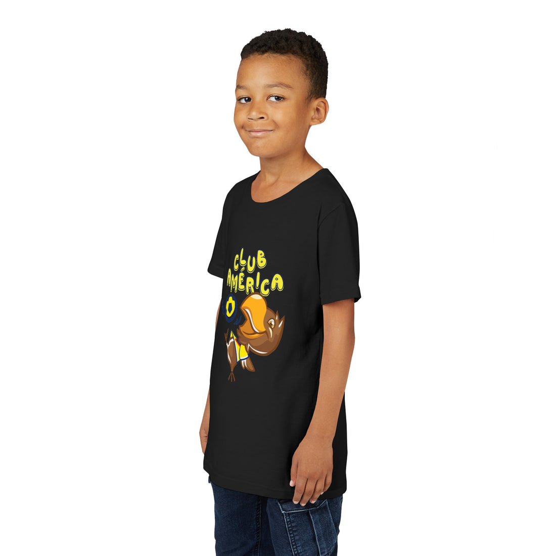 Club América Youth Kids Tee -  Collection, Eagle Mascot, Yellow &amp; Blue Colors