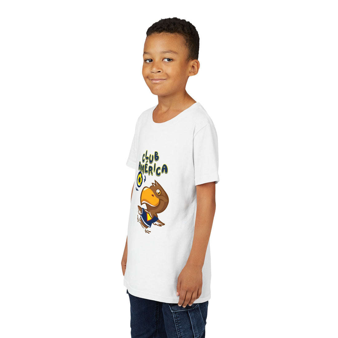 Club América Youth Kids Tee -  Collection, Eagle Mascot, Yellow &amp; Blue Colors