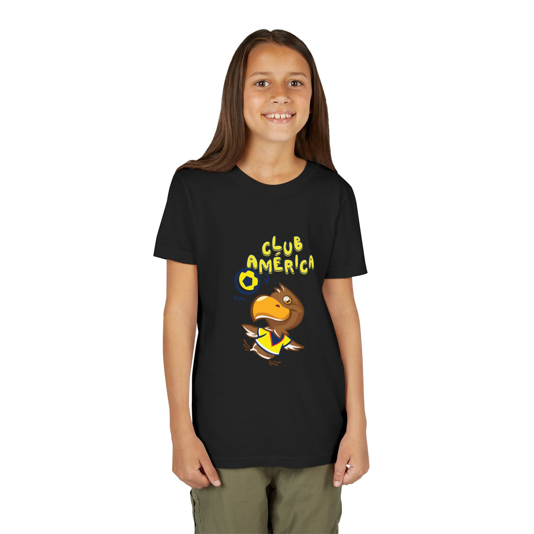 Club América Youth Kids Tee -  Collection, Eagle Mascot, Yellow &amp; Blue Colors