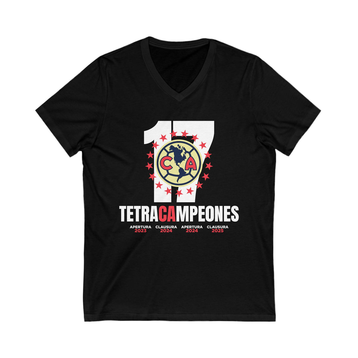 Club América Tetracampeones – V-Neck T-Shirt – official Club América licensed merch