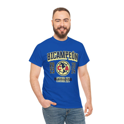 Club America Unisex Tee - Bicampeon Negro y Azul