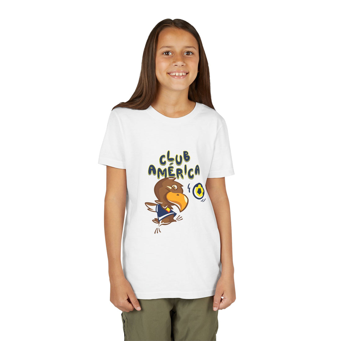 Club América Youth Kids Tee -  Collection, Eagle Mascot, Yellow &amp; Blue Colors