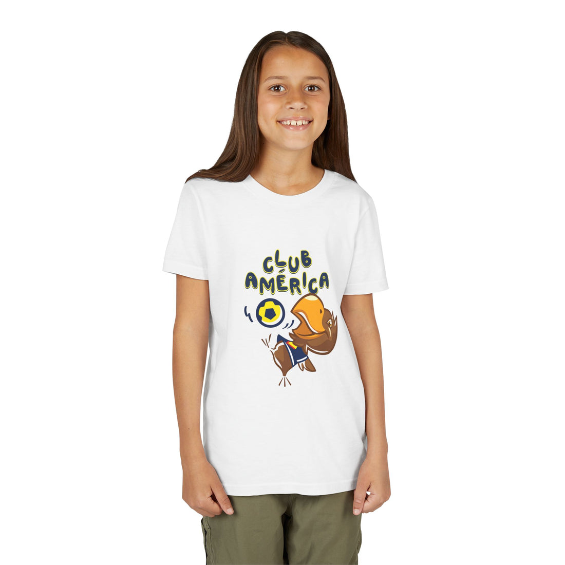 Club América Youth Kids Tee -  Collection, Eagle Mascot, Yellow &amp; Blue Colors