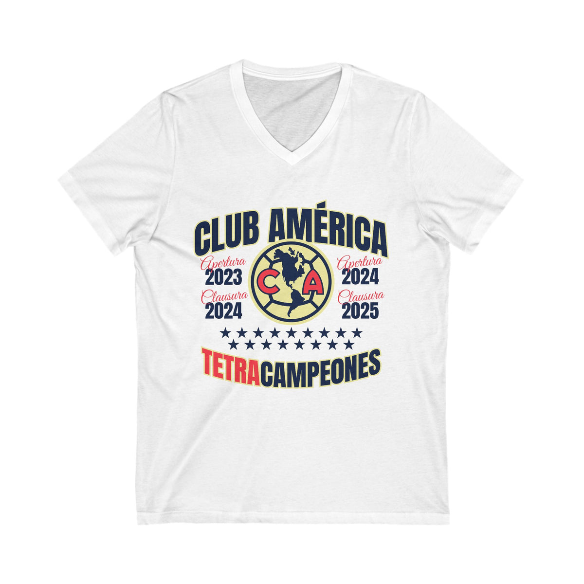 Club América Tetracampeones – V-Neck T-Shirt – official Club América licensed merch