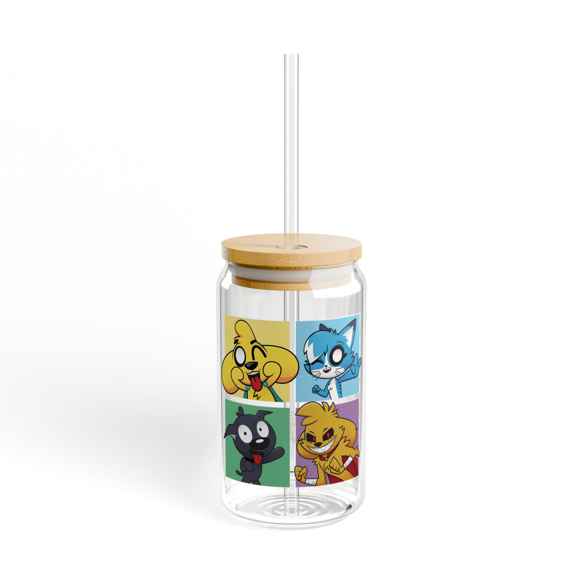 Mikecrack - Vaso de vidrio con tapa y popote