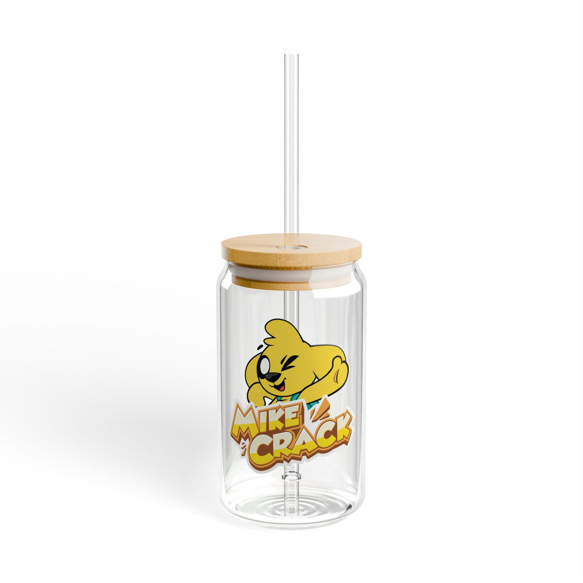 Mikecrack - Vaso de vidrio con tapa y popote