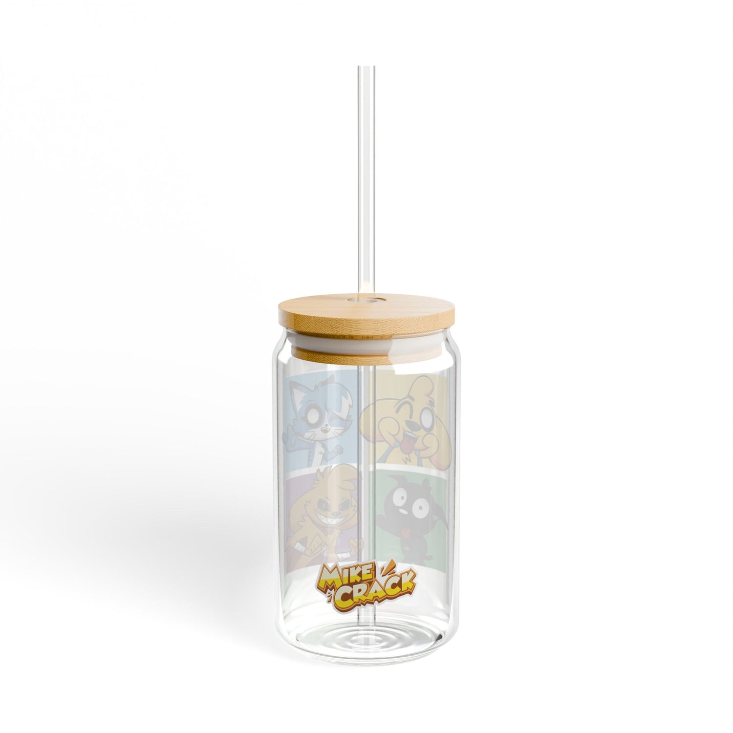 Mikecrack Glass Cup with Lid and Straw
