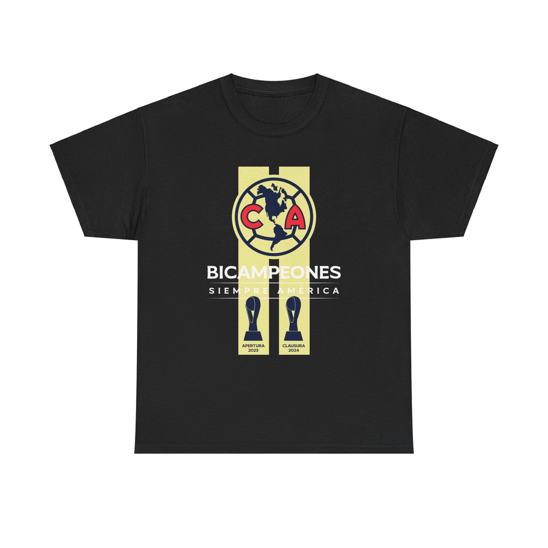 Club America Unisex Tee - Bicampeon siempre America Negro y Azul