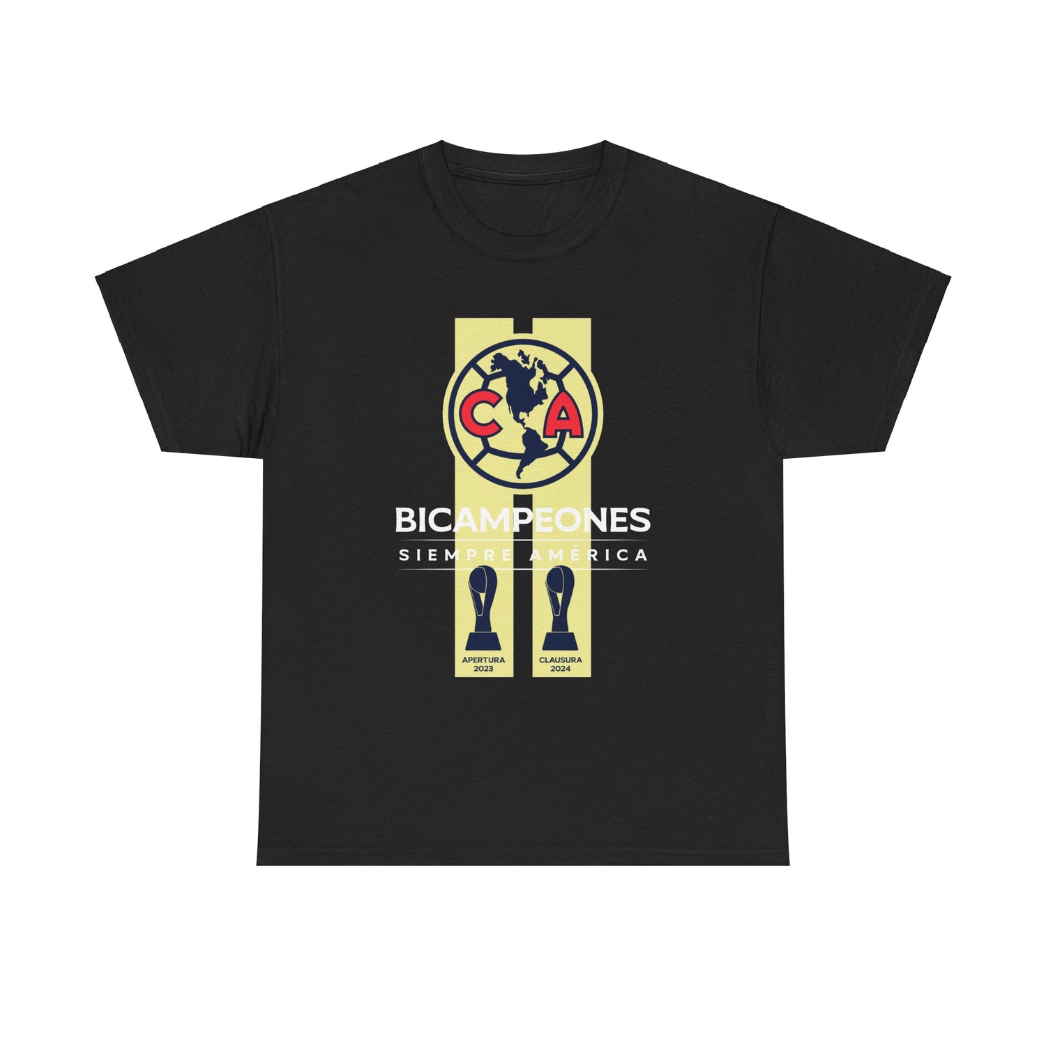 Club America Unisex Tee - Bicampeon siempre America Negro y Azul