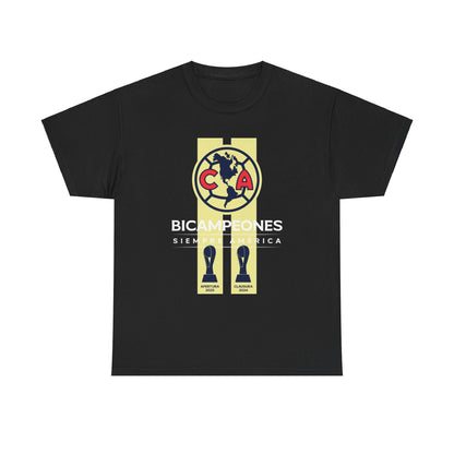 Club America Unisex Tee - Bicampeon siempre America Negro y Azul