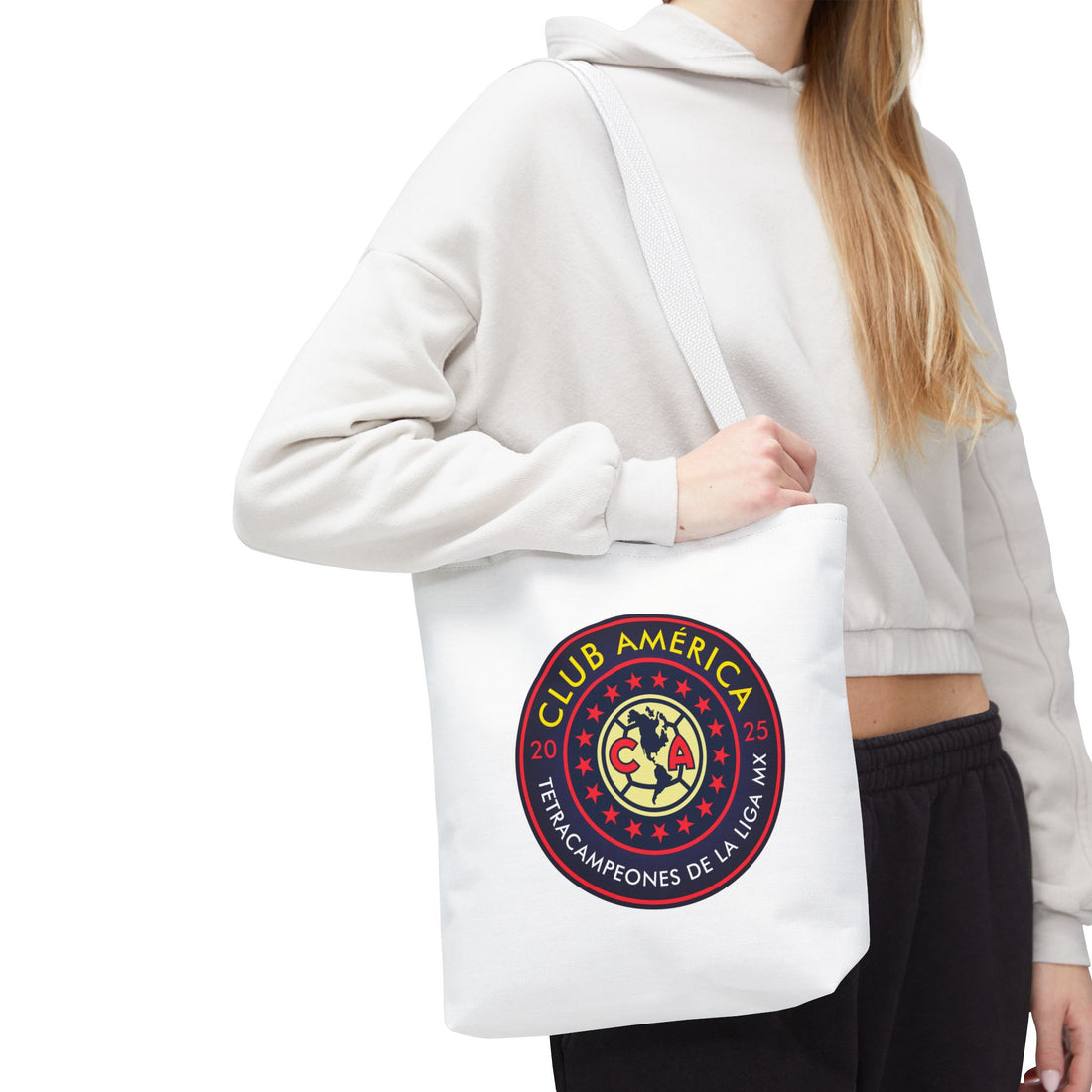 Club América Tetracampeones Tote Bag - Iconic Crest and Bold Lettering