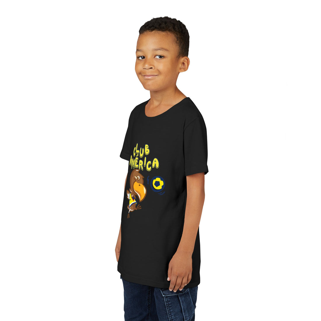 Club América Youth Kids Tee -  Collection, Eagle Mascot, Yellow &amp; Blue Colors