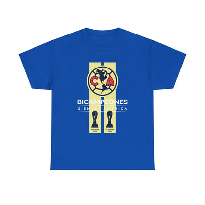 Club America Unisex Tee - Bicampeon siempre America Negro y Azul