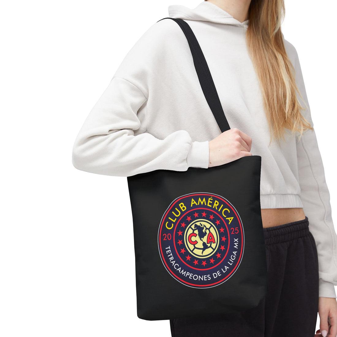 Club América Tetracampeones Tote Bag - Iconic Crest and Bold Lettering